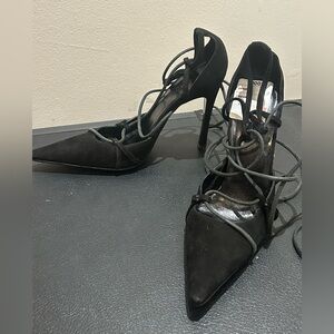 New Gucci Tom Ford Suede Tie Up black heels pumps 35.5 c 5.5 y2k